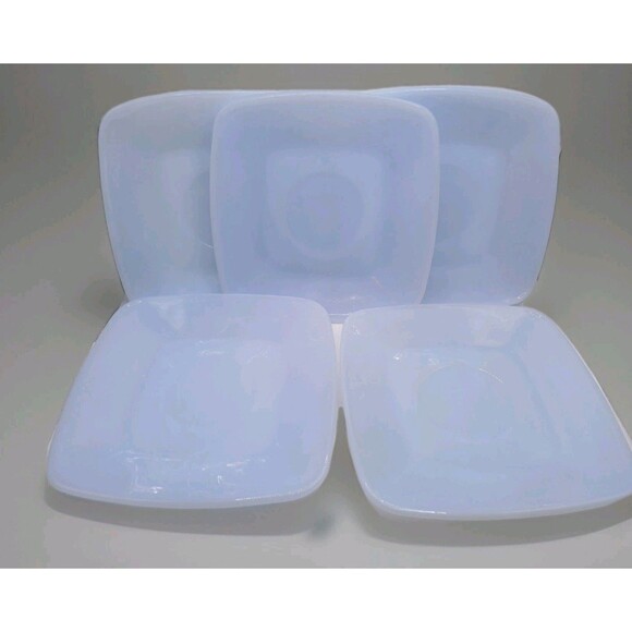 Lot Of 5 - Vintage Fire King Delphite Blue Azurite Charm Square Saucer 5.5” NICE - Picture 1 of 7